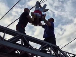 Россиянин повис на высоте в проводах между столбами ЛЭП